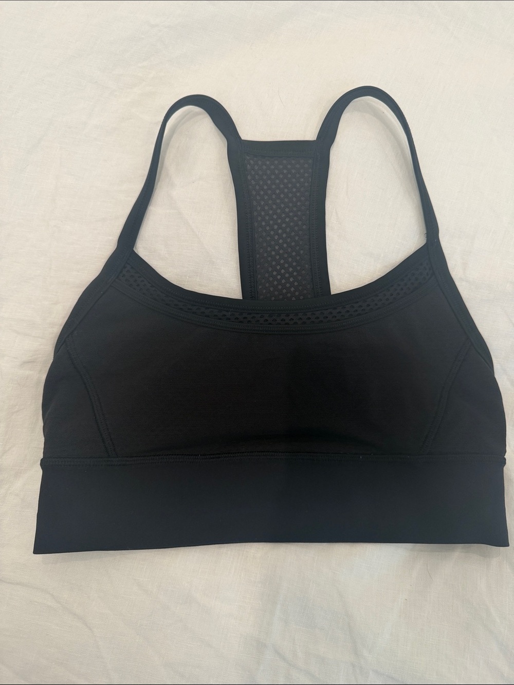 lululemon athletica Black Racerback Mesh-Panel Sports Bra - Size 6